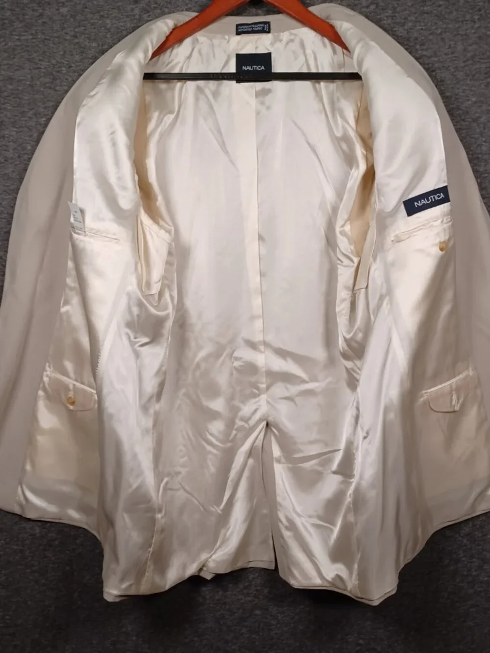 Nautica Blazer Men's 44R Beige Sport Coat Jacket Casual Business Silk